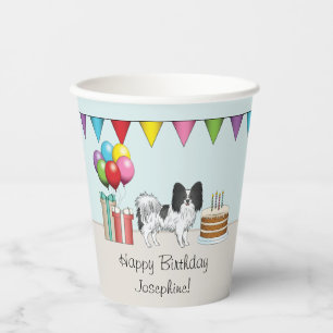 Vasos De Papel Papillon Negro Y Blanco Cumpleaños Colorido