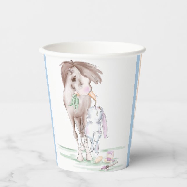 Vasos De Papel Pappbecher Osterparty mit Pferd und Osterhase (Anverso)