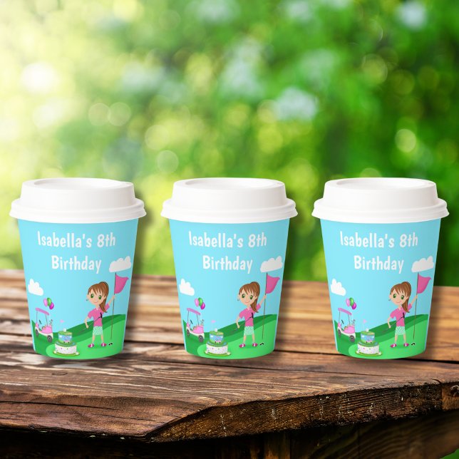 Vasos De Papel Par-Tee Chibi Chica Fiesta de golf Cumpleaños (Subido por el creador)