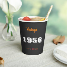 Vasos de papel para 70 cumpleaños - Vintage 1956 N