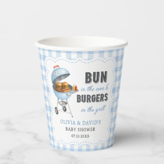 Vasos de papel para Baby Shower Blue Gingham Burge