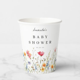 Vasos de papel para baby shower de acuarela de flo