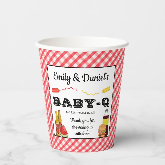 Vasos de papel para baby shower de barbacoa (Anverso)