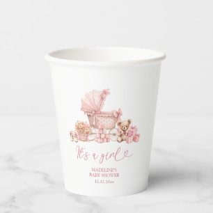 Vasos de papel para baby shower de cochecito de be
