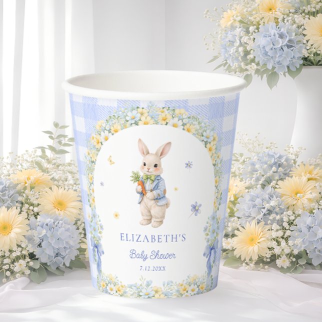 Vasos de papel para baby shower de conejito azul a (Subido por el creador)