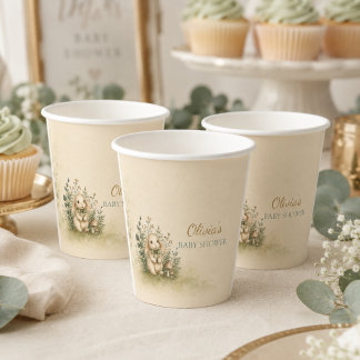 Vasos de papel para baby shower de conejito del bo