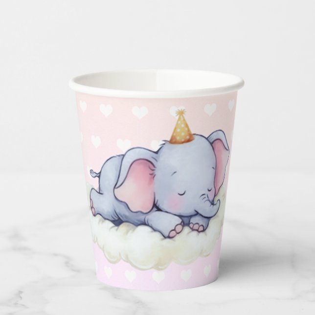 Vasos de papel para baby shower de elefante bebé d (Izquierda)