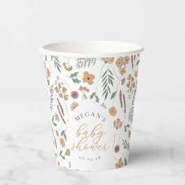 Vasos de papel para baby shower de flores silvestr