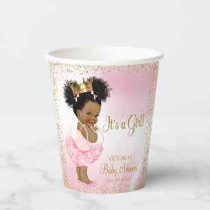 Vasos de papel para baby shower de la princesa afr
