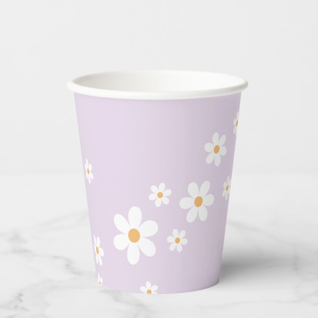 Vasos de papel para baby shower de lavanda Retro D (Anverso)