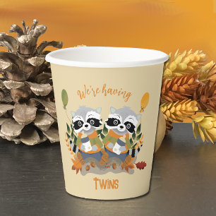Vasos de papel para baby shower de Mapaches Gemelo