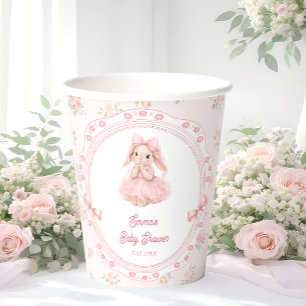 Vasos de papel para baby shower de niña con coneji