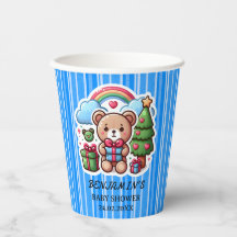 Vasos de papel para baby shower de osito de peluch