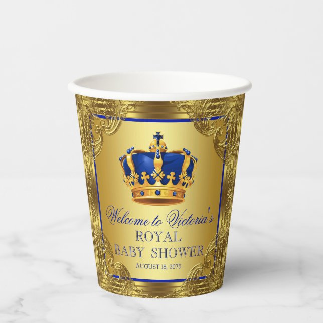 Vasos de papel para baby shower de Príncipe Real (Anverso)