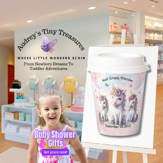Vasos de papel para baby shower de unicornio mágic