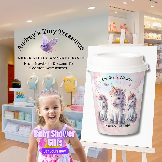 Vasos de papel para baby shower de unicornio mágic (Subido por el creador)