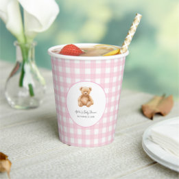 Vasos de papel para baby shower del osito de peluc