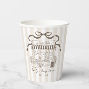 Vasos de papel para baby shower neutrales Cafe Beb