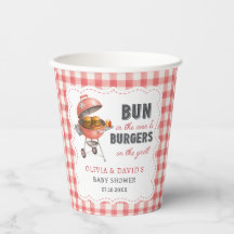 Vasos de papel para Baby Shower Red Gingham Burger
