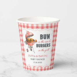 Vasos de papel para Baby Shower Red Gingham Burger