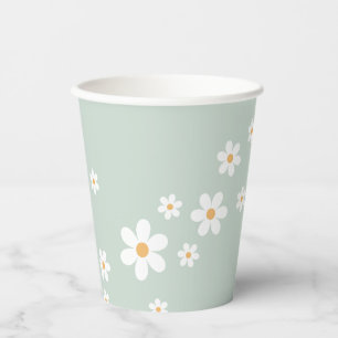 Vasos de Papel para Baby Shower Retro Daisy