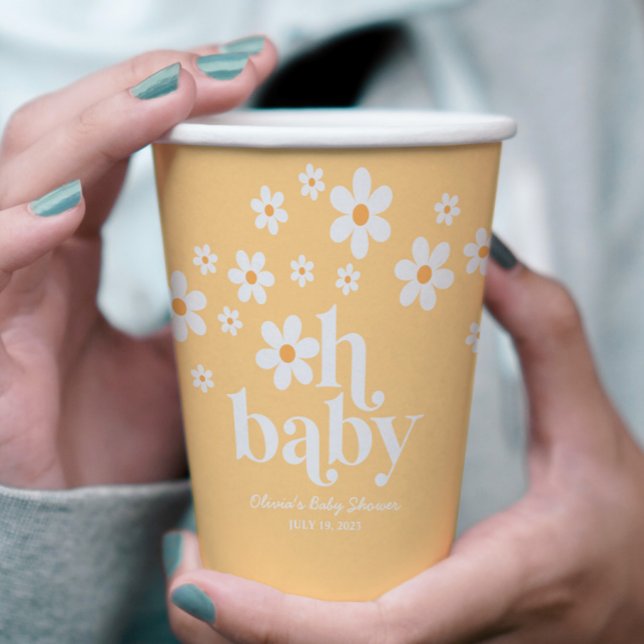 Vasos de Papel para Baby Shower Retro Daisy amaril (Subido por el creador)