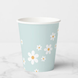 Vasos de papel para baby shower Retro Daisy azul
