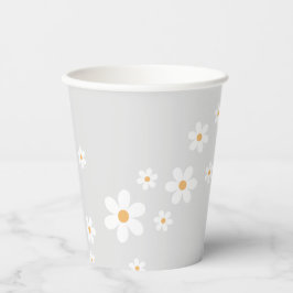 Vasos de papel para Baby Shower Retro Daisy gris c