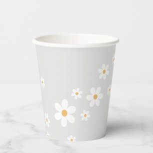 Vasos de papel para Baby Shower Retro Daisy gris c