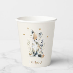 Vasos de papel para baby shower Woodland Fox