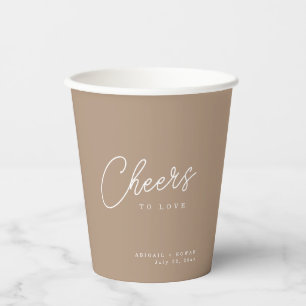 Vasos de papel para boda Boho Sand Script Cheers t
