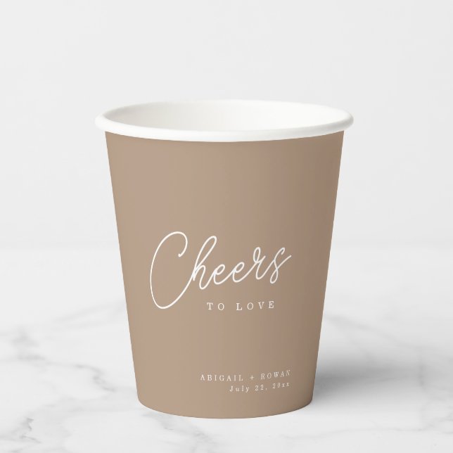 Vasos de papel para boda Boho Sand Script Cheers t (Anverso)