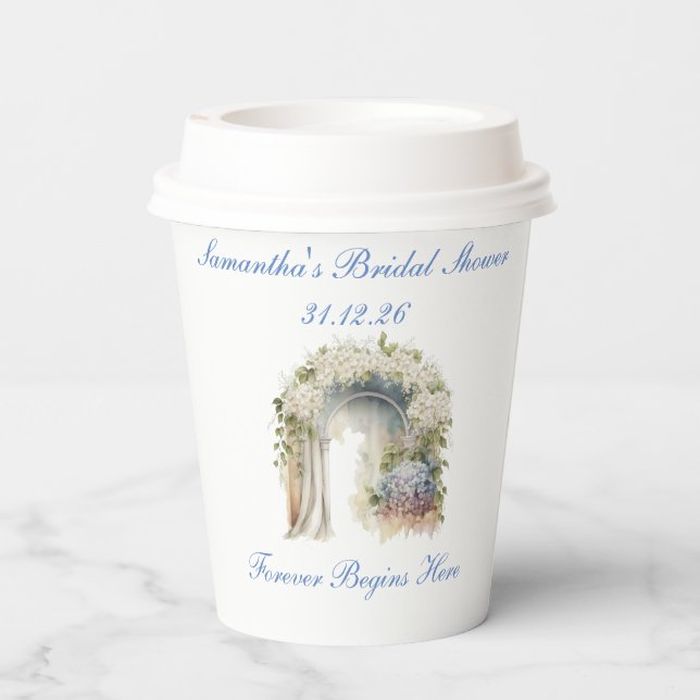 Vasos de papel para boda con flores soñadoras (Reverso )