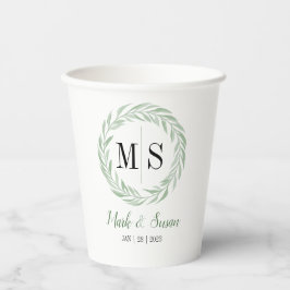 Vasos de papel para boda Corona Verde