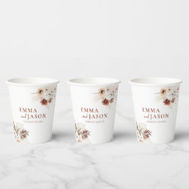 Vasos de Papel para Boda de Hierba de Pampas Flora