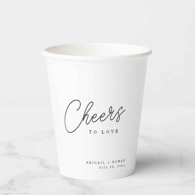 Vasos de papel para boda en negro y blanco con gui (Anverso)