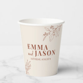 Vasos de papel para boda florales boho