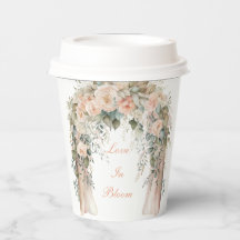 Vasos de papel para boda florales de melocotón ele