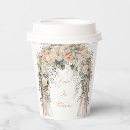 Vasos de papel para boda florales de melocotón ele