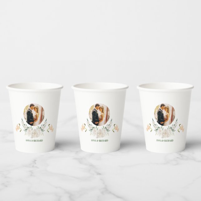 Vasos de papel para boda tropical romántica (Multi)