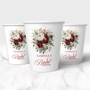 Vasos de Papel para Brindis Floral Borgoña Botánic
