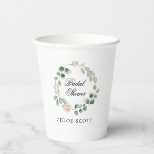 Vasos de Papel para Brunch Nupcial Floral Blanco E