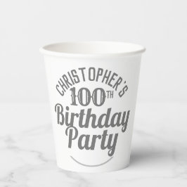 Vasos de papel para celebración de cumpleaños 100 