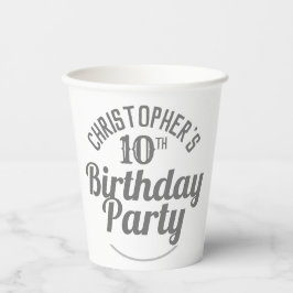 Vasos de papel para celebración de cumpleaños 10 a