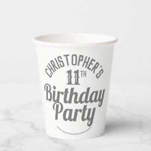 Vasos de papel para celebración de cumpleaños 11 a