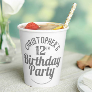 Vasos de papel para celebración de cumpleaños 12 a