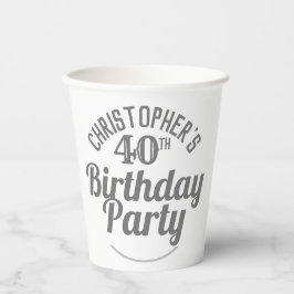 Vasos de papel para celebración de cumpleaños 40