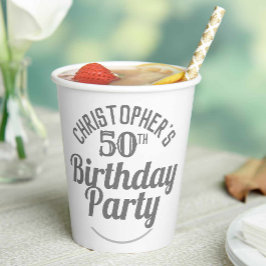 Vasos de papel para celebración de cumpleaños 50 a