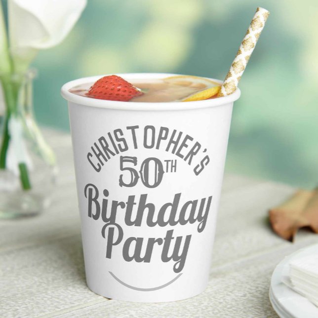 Vasos de papel para celebración de cumpleaños 50 a (Subido por el creador)