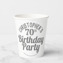 Vasos de papel para celebración de cumpleaños 70